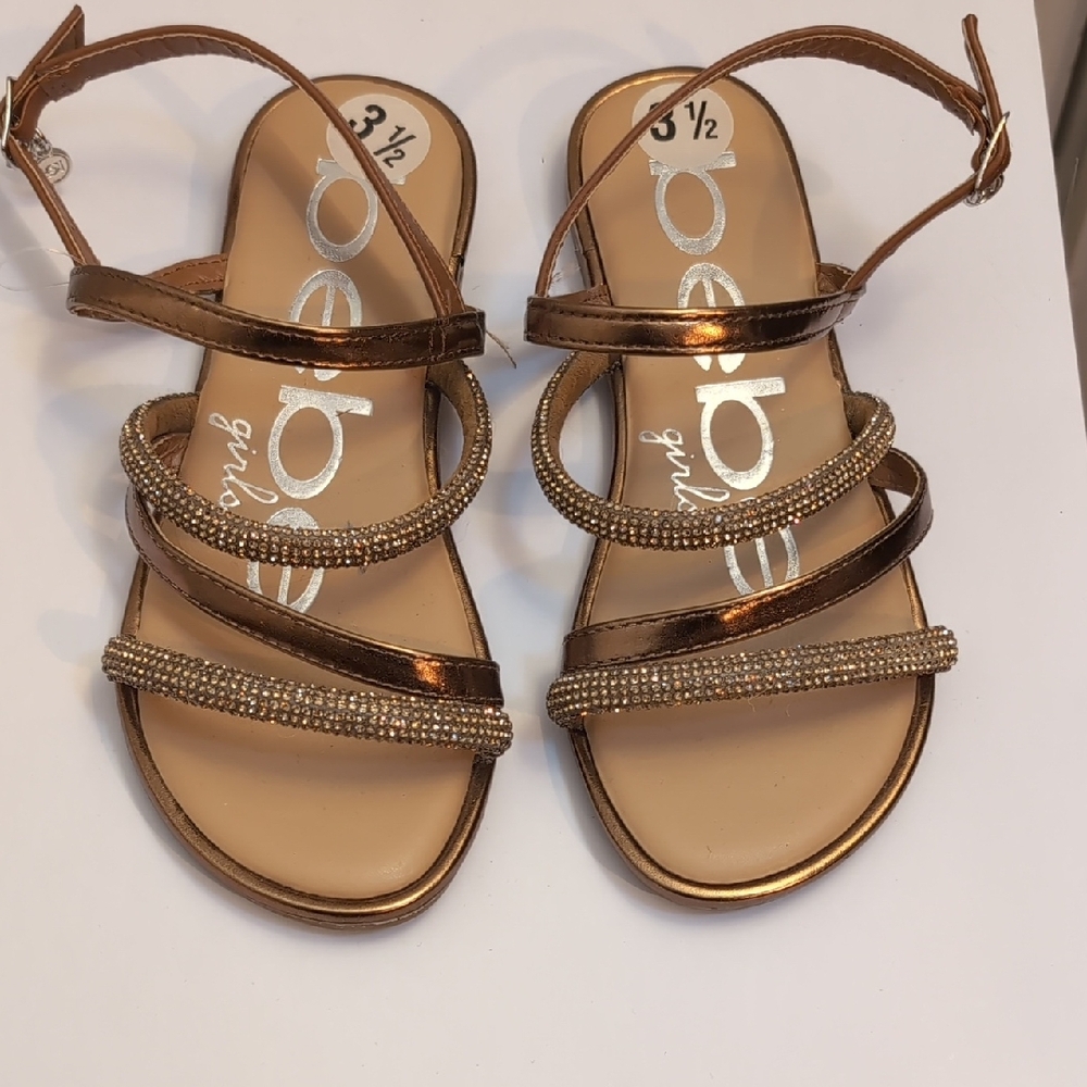 bebe Girl's Size 3 1/2 Elegant Bronze Sandals